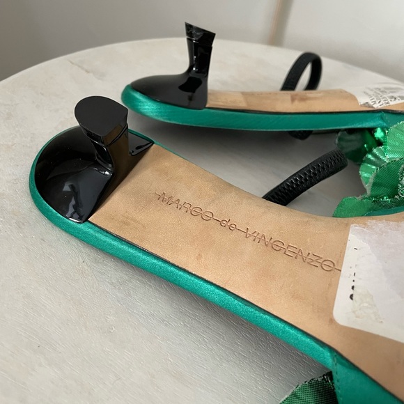 Marco De Vincenzo Green Slingback Sandals Size 35/5 - Picture 3 of 9